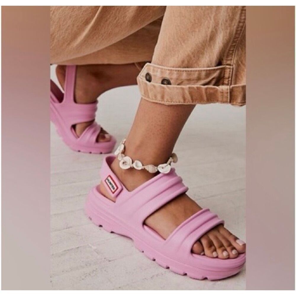 Womens Hunter Boots BLOOM ALGAE FOAM SANDAL Pink Fizz Size 9